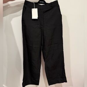 COS Women’s Classic Black Linen Wide Leg Trousers Pants, size 8